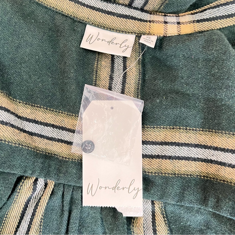 Wonderly Green Plaid Flannel Shirt Oversized Boyfriend Style XL - Picture 8 of 11